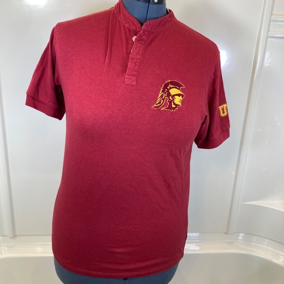 NCAA by Outestuff Other - USC Trojans Henley Cardinal Embroidered Youth XL Short Sleeve Shirt